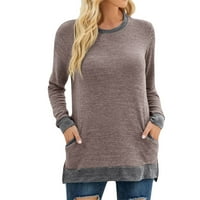 Plus veličine vrhova vrata Bolock blokove dugih rukava pulover labave ležerne majice žena modni okrugli