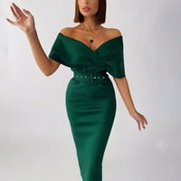 Penskeiy ženske ležerne modne strukske kaiševe haljine V-izrez Maxi haljine za žene s zelenim na klirensu