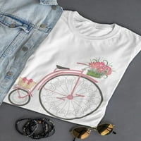 Cool Pink Vintage Cvjetni bicikl Majica - MIMage by Shutterstock, ženska X-velika