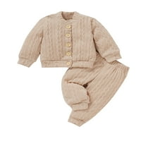 Bmotoo Baby Casual Seut outfits pletena labava odijelo Početna Sjedina grudnjaka s dugim rukavima + hlače set