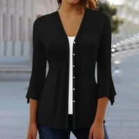 Lagani kardigan za žene Bell rukave, ženske košulje Elegantna retro bluza Outerwear Solid Color Dužina