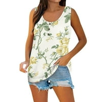 Žene Ljeto bez rukava Ležerne prilike cvjetne tiskane majice O-izrez TOP BLOUSE GREEN XL
