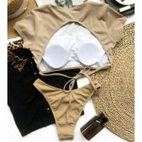 Žene Casual Solid Hollow remen Bikini kupaći kostimi Kupajući dva kupaća kupaćih kupaćih kupaćih kostimi