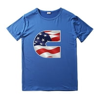 Muški majica američka zastava Dan nezavisnosti Ispis okrugli vrat Kratki rukav labav tee