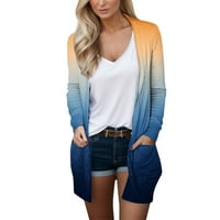 Ženski kardigan modni gradijentni ispis džep dugih rukava Gornji jakni kardigan džemperi za žene