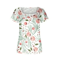 Ženske bluze Ženske vrhove Proljeće ljetni modni kafe casual Trgovicke kratkih rukava majica ružičasta