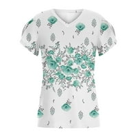 Ženska majica Loot Fit Floral Print V izrez Lagana tunika Tunts Ljetne casual majice s kratkim rukavima