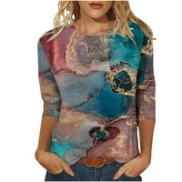 Ženske jeseni modni miloše tiskali su majice sa rukavima srednje dužine za žene Crewneck T-majice labava