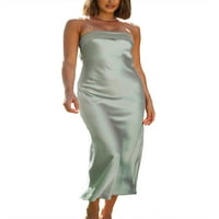 Ženska haljina s ramenom, čvrsta boja bez leđa elastična kaišlala od svilene površine jedna elegantna