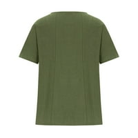 Ženski cvjetni print pamuk posteljine mekani prozračni majica slatka grafička bluza Summer Clear Tunic kratki rukav Crewneck Thirt Summer Clear Army Green S