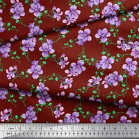 Soimoi Poly Georgette Tkaninski listovi i cvjetni cvjetni ispis tkanine uz dvorište široko