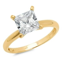 3CT princeze Clear Clear Moissine 14K žuta zlatna godišnjica zaručničke prstene veličine 4,25