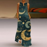 Mgaohoen Comfy Maxi haljine za žene Casual Standard Fit Elegantne bez rukava cvjetni print V Ret Beach