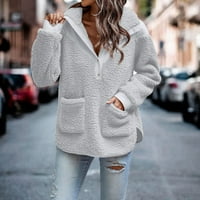 GUBOTARE WOMENS Zip up jakna Ženska duga jakna puna zip jakna kaput zimska odjeća s džepovima