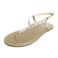 Jsaierl Flat Thong sandale za žene Ležerne prilike T-Strap sandale otvorene nožni paperi Flip Flops Sthrappy rhinestone ravne sandale
