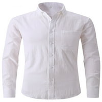 Glonme gumb dolje bluza za muškarce obične putne vrhove Slim Fit dugih rukava bijeli XL