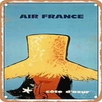 Metalni znak - Francuska aviokompanija Francuska rivijera Vintage ad - Vintage Rusty Look