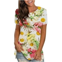 Penskaiy ženska modna casual okrugla digitalni tisak kratkih rukava majica s kratkim rukavima ljetna svestrana majica XXL naranča u prodaji