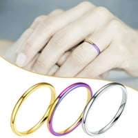 Prstenovi za teen djevojke, nehrđajući čelik Glatki prsten titanijum čelični par prsten nakit veličine 5-12