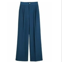 Ravne pantalone za odijelo za žensko čišćenje Ljeto Čvrsto struine pantalone u casual gumb Moda opuštena