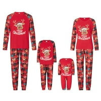 Jaweiwi Porodica koja odgovara Božićne pidžame setovi s dugim rukavima pismo Ispis Tors + prugaste hlače