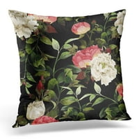 Šareni cvjetni uzorak cvijeća sa ružama akvarel zeleni vintage jastučni jastuk na jastuku