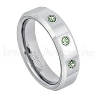 Dame Polirani prsten sa visokim cenama - 0,21ctw Alexandrit 3-kameni trake - personalizirani volfram vjenčani prsten - po mjeri izvedeni junskom rođenom prstenu TN048BS
