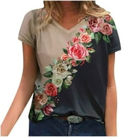Žene kratki rukovi vrhovi upstyle tees cout tuc V bluza izreza cvjetne košulje casual elegantne majice