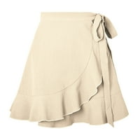 Charella ženski kaiš kravata modna suknja od šljokica u boji visoka struka Spremna suknja Bež, XL