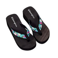 Asdoklhq Ženske papuče za čišćenje ženske ljetne cvjetne flip-flops kline cipele na platformi Flip flops