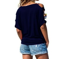 Žene hladno ramene ležerne - Ženske ljetne majice s kratkim rukavima Tunic Strappy Hladni ramena vrhovi