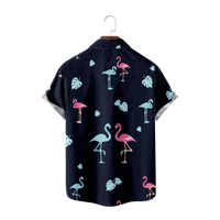 Muška ženska gumba s kratkim rukavima dolje majice Flamingo grafički tiskani Havaji majice Funky bluze