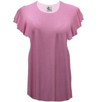 Plus veličina Ženska mekana ružičasta pjenušava dizajner print Tunic Tunts Casual Riffled rukave za
