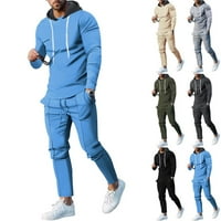 Mens Trackies postavljen odjeća za duksev TOP casual jogging odijela hlače duboko sivo 3xl