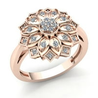1.5ctw okrugli rez Diamond Dame Flower Vintage Godišnjica Angažovanje prstenasto čvrstog 14k ruža, bijelo
