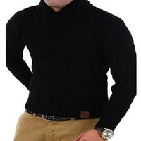 Muški dugi rukav pleteni džemper pulover zimske casual tople tanke fit skakene vrhove odjeća pletiva crna 3xl