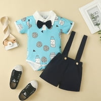HUNPTA KIDSH ANFANT Dječak odjeća odjeća kratkih rukava crtani otisci luk kravata ROMper kratke hlače