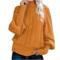 Žene Casual Solid Dugi rukav debeli pleteni pulover CrewNeck džemper kaput topli dressy pad džemperi