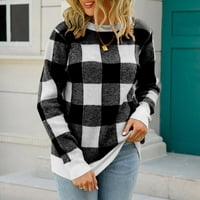 Homodles Ženski klasični džemper - pulover okrugli vrat modni zjavi džemperi žene crne veličine xl