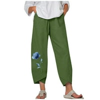 Yievit široke pantalone za noge za žene XL zeleno čišćenje modni visoki struk ravne cijevi latice hem