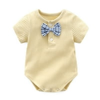 Baby unise čvrsta proljetna ljetna rebrasta kratka rukava kratka rukav kravata za romper bodi za 0-24m