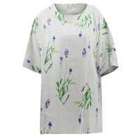 Ženska modna tiskana kružna bluza za bluzu s polu-rukavima plus veličine vrhova, zelena, xxxxl