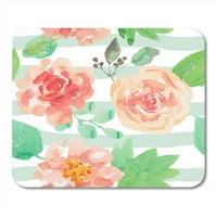 Cvjetanje ružičaste ruže zelene lišće prugaste vodene ploče Big Romantic Garden MousePad Mouse Pad prostirke