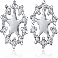 Kadın Küpeleri Düğme Küpeler Moda Sadelik Tam Yıldız Kristal Ayar Som Gümüş Bayan Düğme Küpeler Alerji