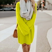 Ženska haljina modna zima casual čvrsta haljina O-izrez Dugi rukav 2xl žuta