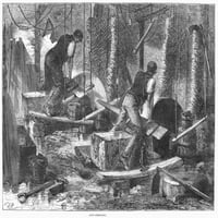 Sheffield: Fabrika, 1865. Npr. Glupa testera rukom u fabrici u Sheffieldu, Engleska. Graviranje drveta, engleski, 1865. Poster Print by