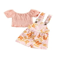 Canrulo Toddler Baby Girl Ljetna odjeća Kratka rukava Plena majica sa cvjetnim šorkserskim kratkim hlačama