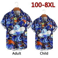 Ljetne havajske majice za muškarce i dječake Cartoon Slatka šareno opušteno-fit casual majica kratkih