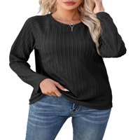 Dokotoo ženske majice s dugim rukavima casual crewneck lagana pala za dugih rukava s rebrastim pulover