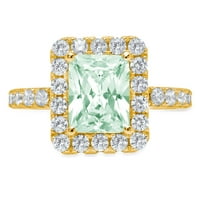 3,84ct smaragdni rez zeleni simulirani dijamant 14k žuto zlato graviranje izjava bridalna godišnjica
